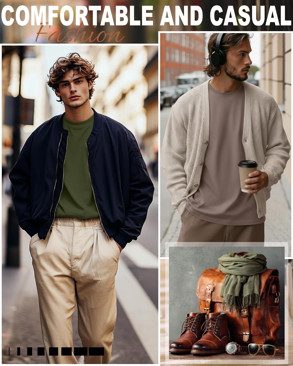 Ficerd 5 Pack Mens Big and Tall Shirts Cotton Long Sleeve Top Loose Casual Basic Shirts Crewneck Oversize Multipack Tee - Image 5