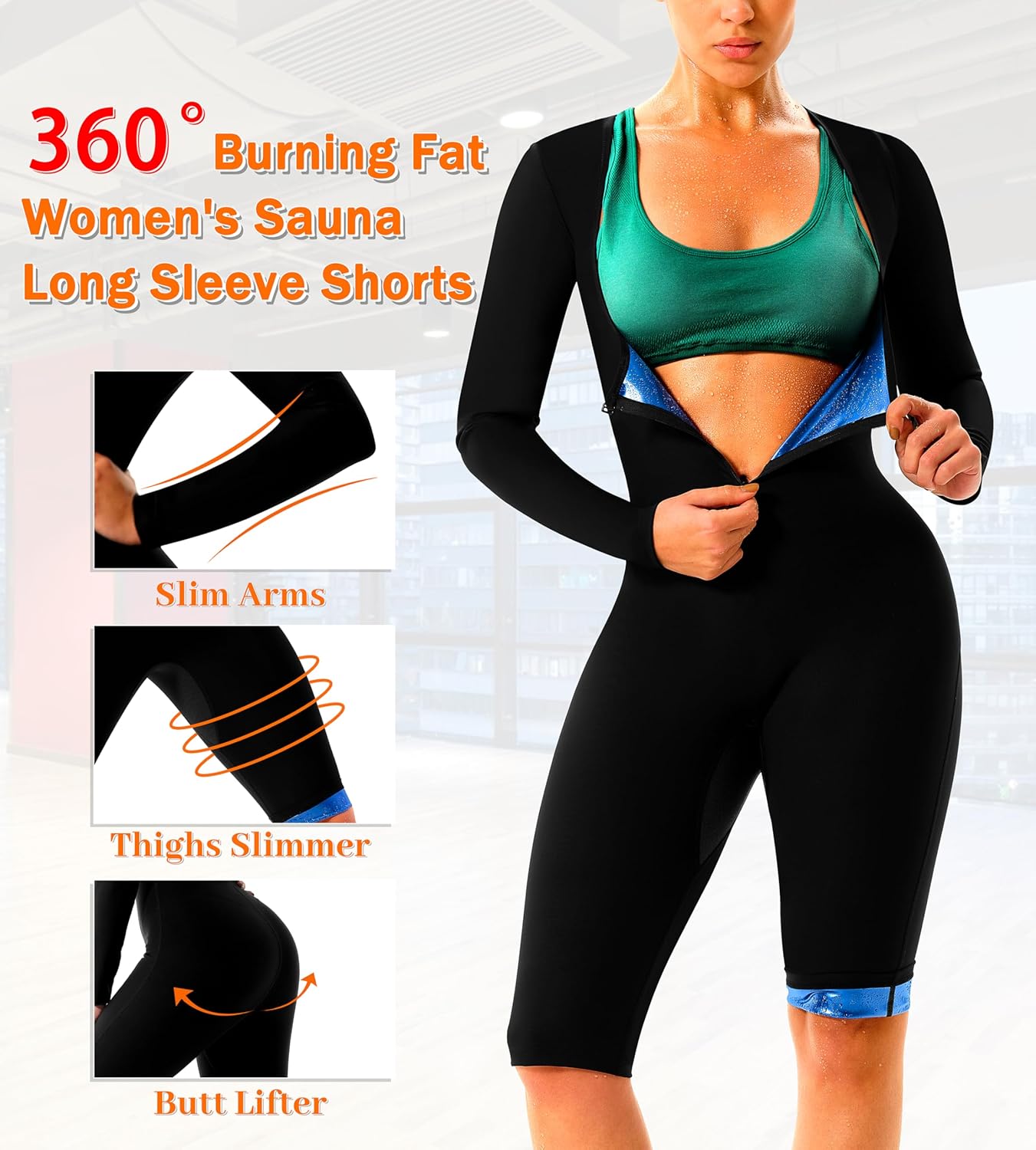 LMCOB Sauna Suit Women Waist Trainers for Women Belly Fat Sauna Suit for Weight Loss Women Workout Sweat Suit - Image 4