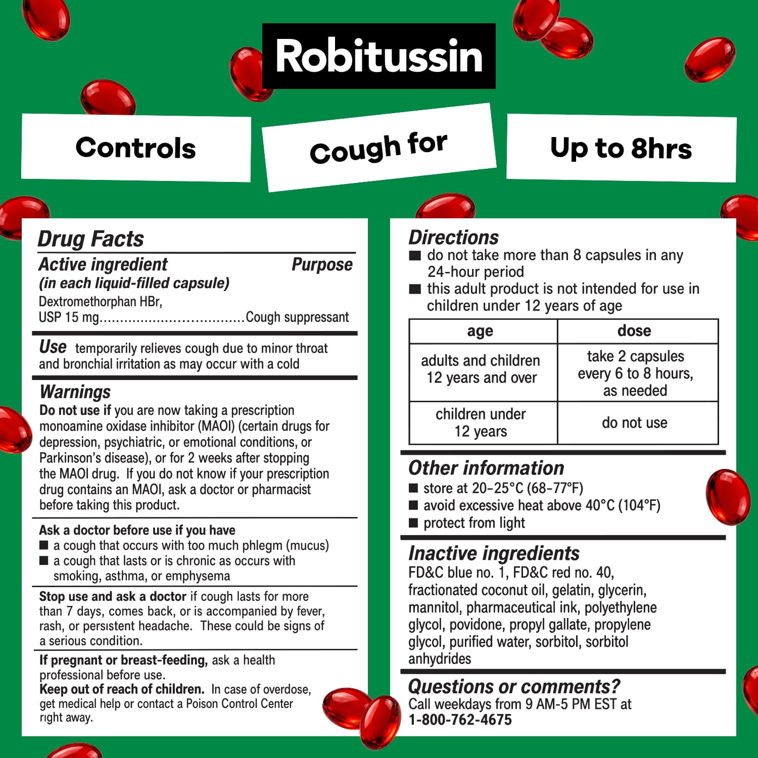 Robitussin Long-Acting CoughGels, Cough Medicine, 20 Liqui-Gels — Amazon image 8