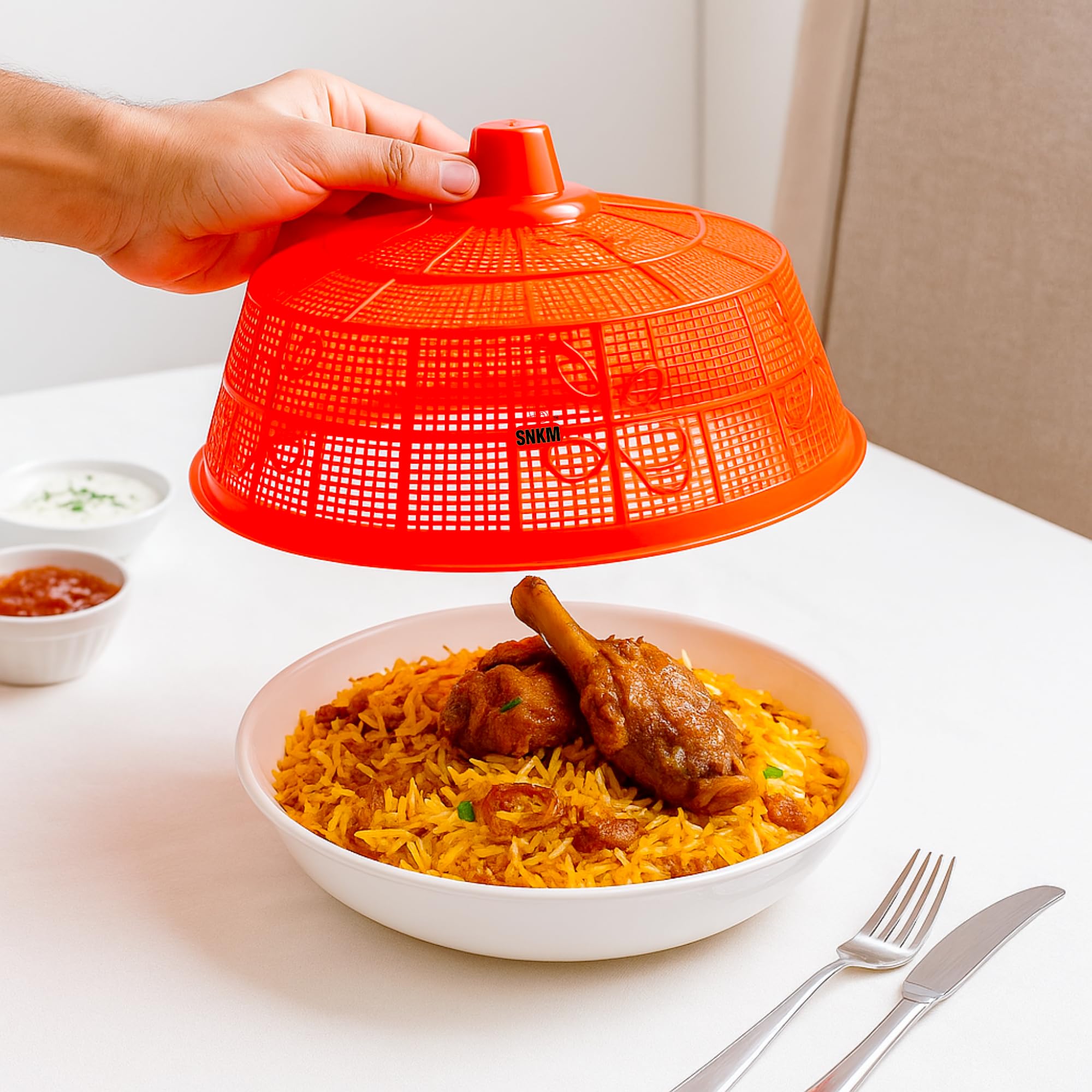 SNKM™ - Plastic Food Cover Net Dome Large Round for Kitchen Table | Flies Mosquitoes Insect Proof Dining Tables Covers | Big Fruits Vegetable Rice Cover (Large, 30-CM, Multicolour, Pack of 1)