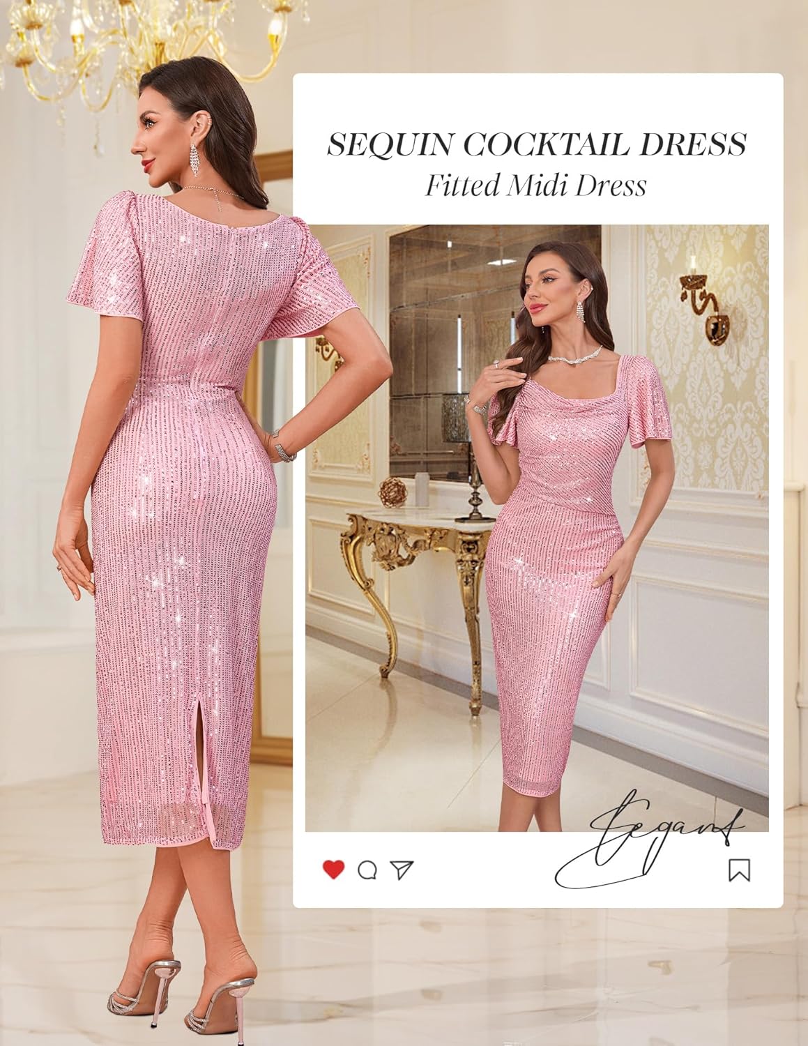 BeryLove Women Sequin Formal Cocktail Party Dresses Prom Bodycon Dress - Image 5