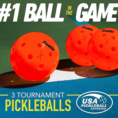 Vista 28 de Franklin Sports Pelotas de pickleball para exteriores X-40 – Bola oficial de Estados Unidos Pickleball, Tour APP + US Open – Tamaño reglamentario