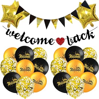 Welcome Back Decorative Garland Balloon   Pack of 22 Decoration for Men