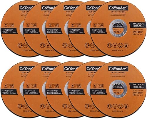 GoYonder Paquete de 10 ruedas de corte de 4.5 pulgadas para metal, acero inoxidable, 4-12 pulgadas x 0.045 x 78 pulgadas, rueda de corte ultrafina