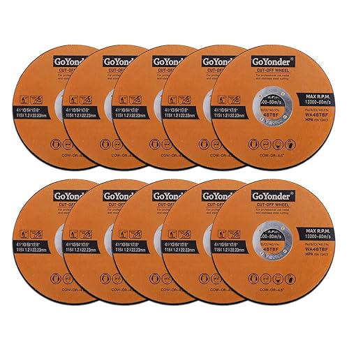 GoYonder Paquete de 10 ruedas de corte de 4.5 pulgadas para metal, acero inoxidable, 4-12 pulgadas x 0.045 x 78 pulgadas, rueda de corte ultrafina