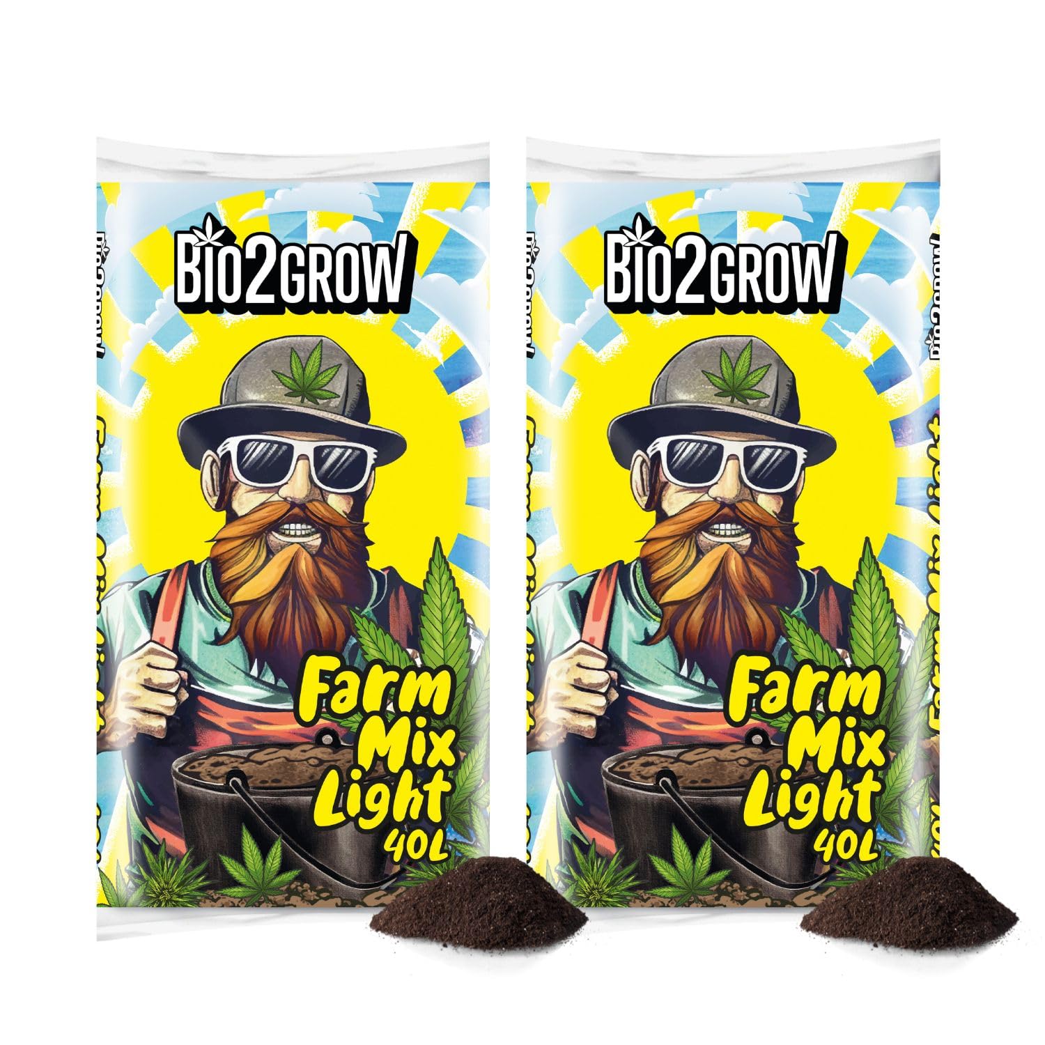 Bio2Grow Farm Mix Light 40 Liter 2 Säcke - Indoor & Outdoor Blumenerde für Pflanzen, Leichte Mischung