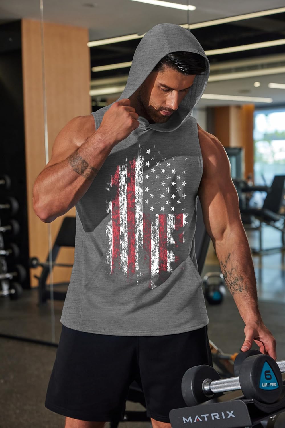 COOFANDY Men's 2 Pack Workout Hooded Tank Tops Bodybuilding Muscle Cut Off T Shirt Sleeveless Gym Hoodies - Image 3