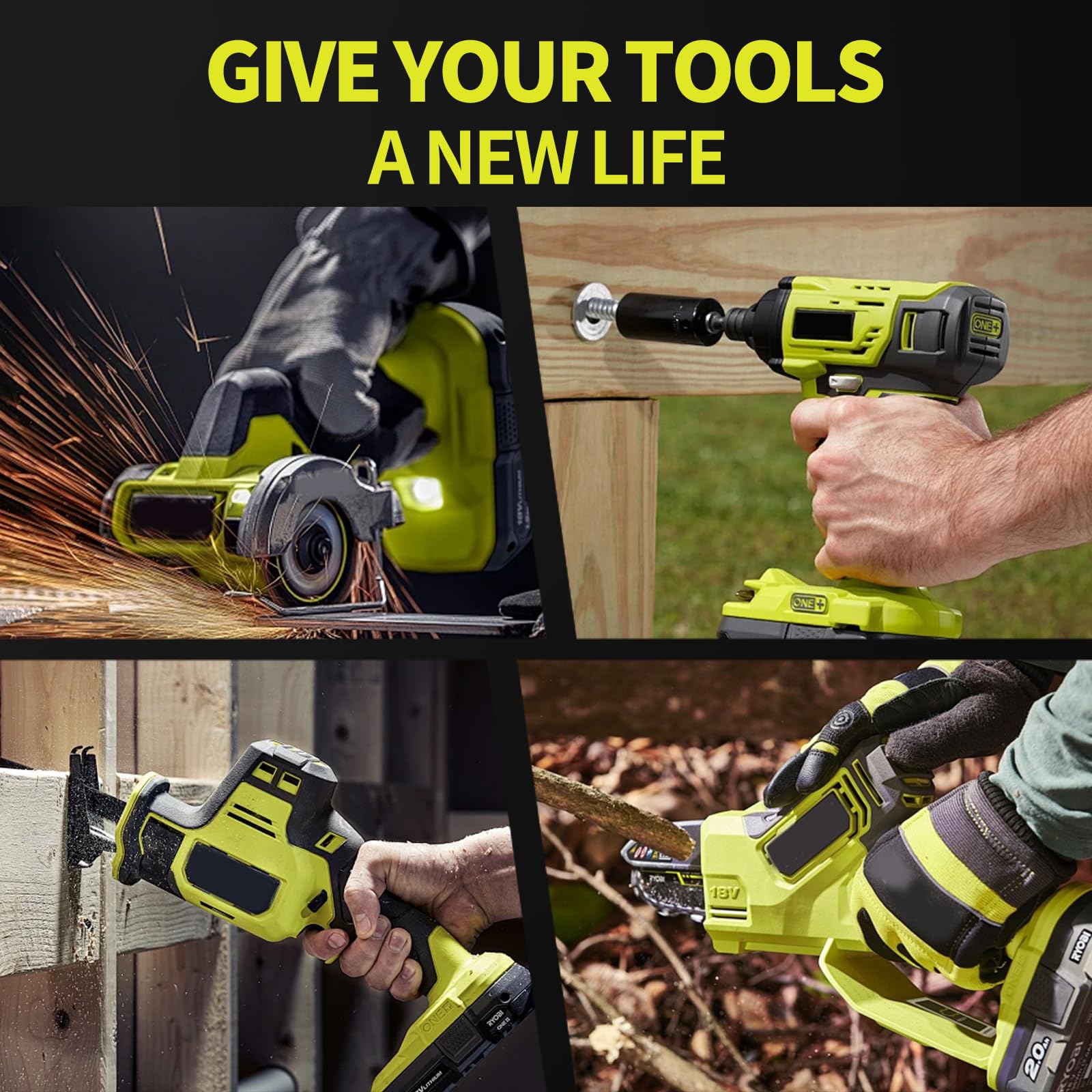 Paquete de 2 baterías de repuesto de alta capacidad de 8000 mAh para batería Ryobi de 18 V, compatible con herramientas eléctricas inalámbricas y cargador Ryobi de 18 V ONE+