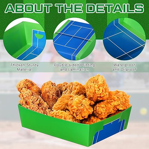 Miniatura 4 de Teling Paquete de 36 suministros para fiestas de tenis de 5 libras, bandejas grandes de papel de tenis, botes de comida, platos de tenis