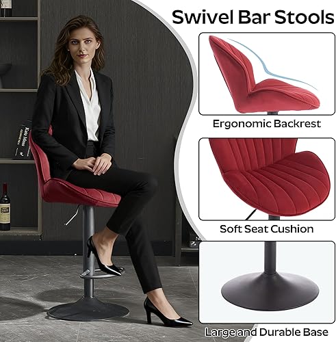 Miniatura 7 de Moderno juego de mesa redonda de bar para 2, mesa de bar de cristal de 37.4 pulgadas con taburetes de bar ajustables, juego de mesa de comedor