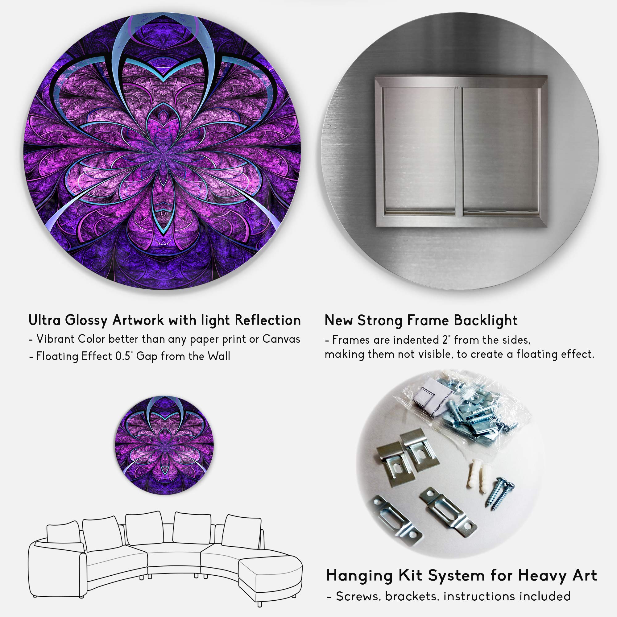 Amazon.com: Designart Blue and Purple Fractal Flower Modern Floral
