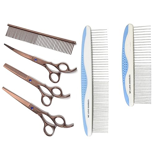 We Love Doodles Juego de peine de aseo para perros y kit de tijeras de aseo para perros, kit de peine de aseo y tijeras de aseo, tijeras y tijeras,
