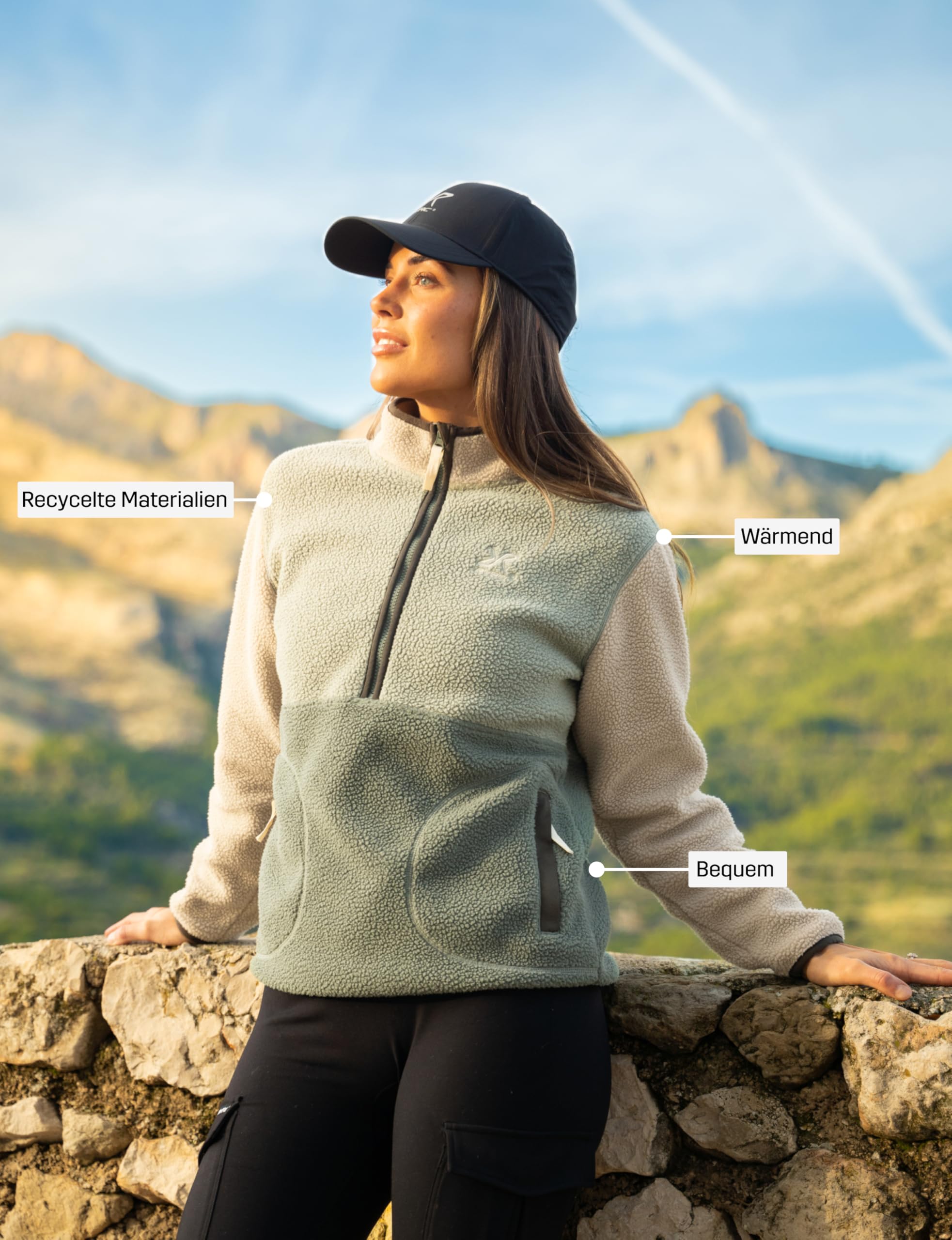 RevolutionRace Canyon Half-Zip Pile Fleece für Damen, Outdoor Teddy Fleecejacken perfekt für Wanderungen und Outdoor-Abenteuer