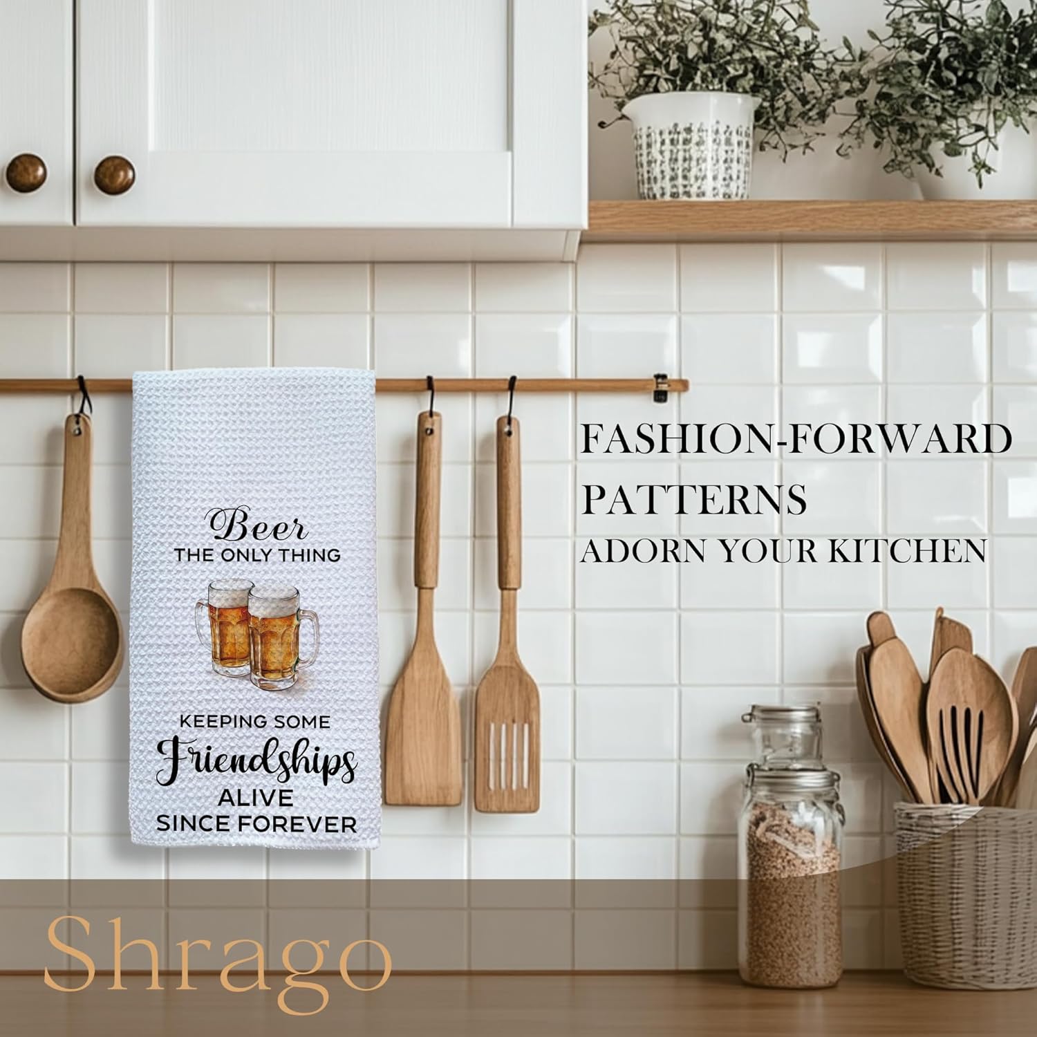 Friendship Beer Kitchen Towels, Gifts for Beer Lovers Dish Tea Bar Towels, Friendship Gifts for Women Men Decorative Hand Towel for Kitchen Bar Cart Decor, 16x24 Inch - Image 2