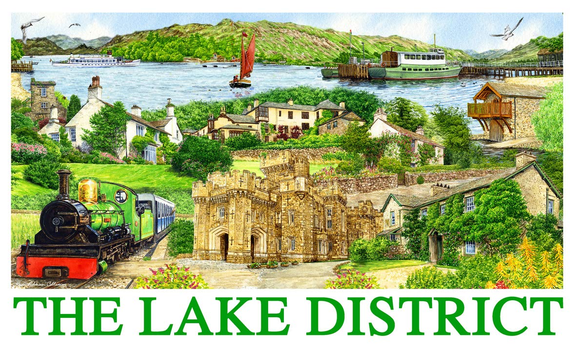 Kevin Robinson Collection Lake District Montage Cotton Tea Towel