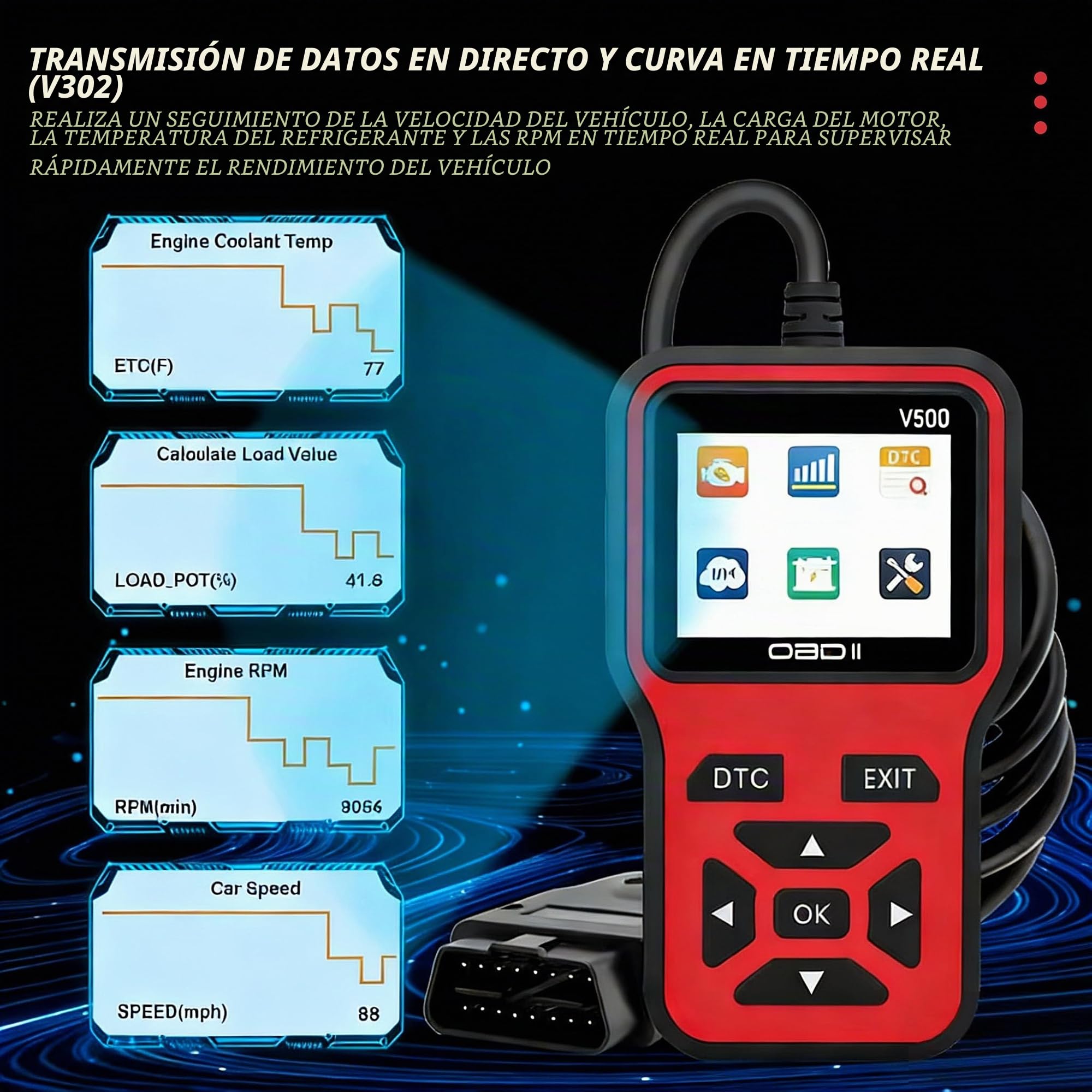 OBD2 Diagnosis para Renault Clio Megane Captur Koleos Zoe Talisman Espace Scenic, Rápido Lectura Códigos Error, Portátil Diagnosis Coche Multimarca, Fiable Datos en Tiempo Real, Scanner OBD2