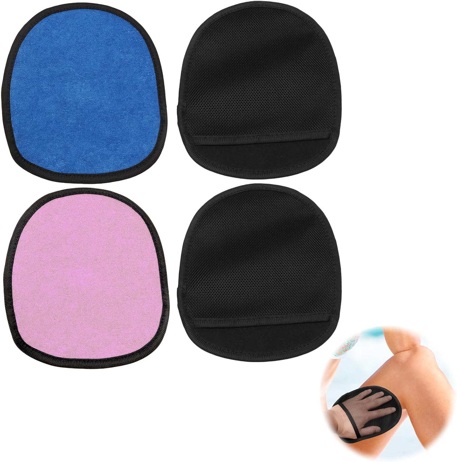4 Pcs Sand Brush Remover for Beach, Quick Dry Soft Mitts for Sand Removal, Ideal for Adults Kids Family Travel Beach Days Lake Trips, 2 Blue 2 Pink