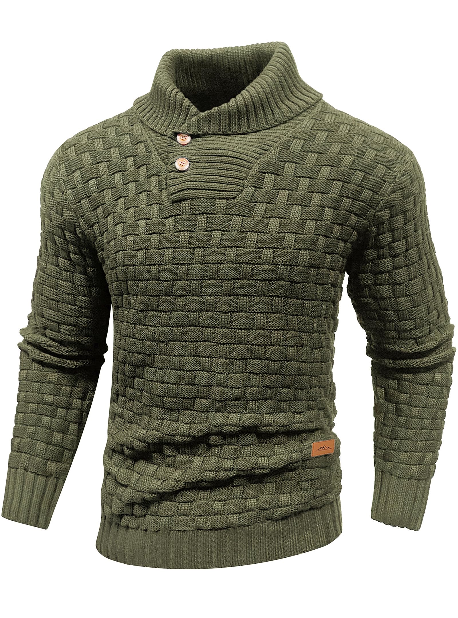 arcciit Mens Pullover Shawl Collar Long Sleeve Turtleneck Cable Knit Sweater-picture-15