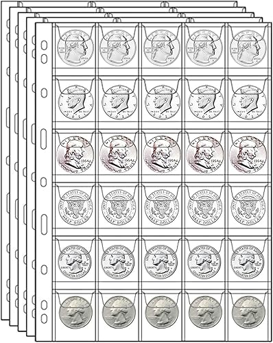 600 bolsillos para monedas, 20 hojas de páginas para monedas, suministros de recolección de monedas con 9 agujeros estándar, hojas de monedas de