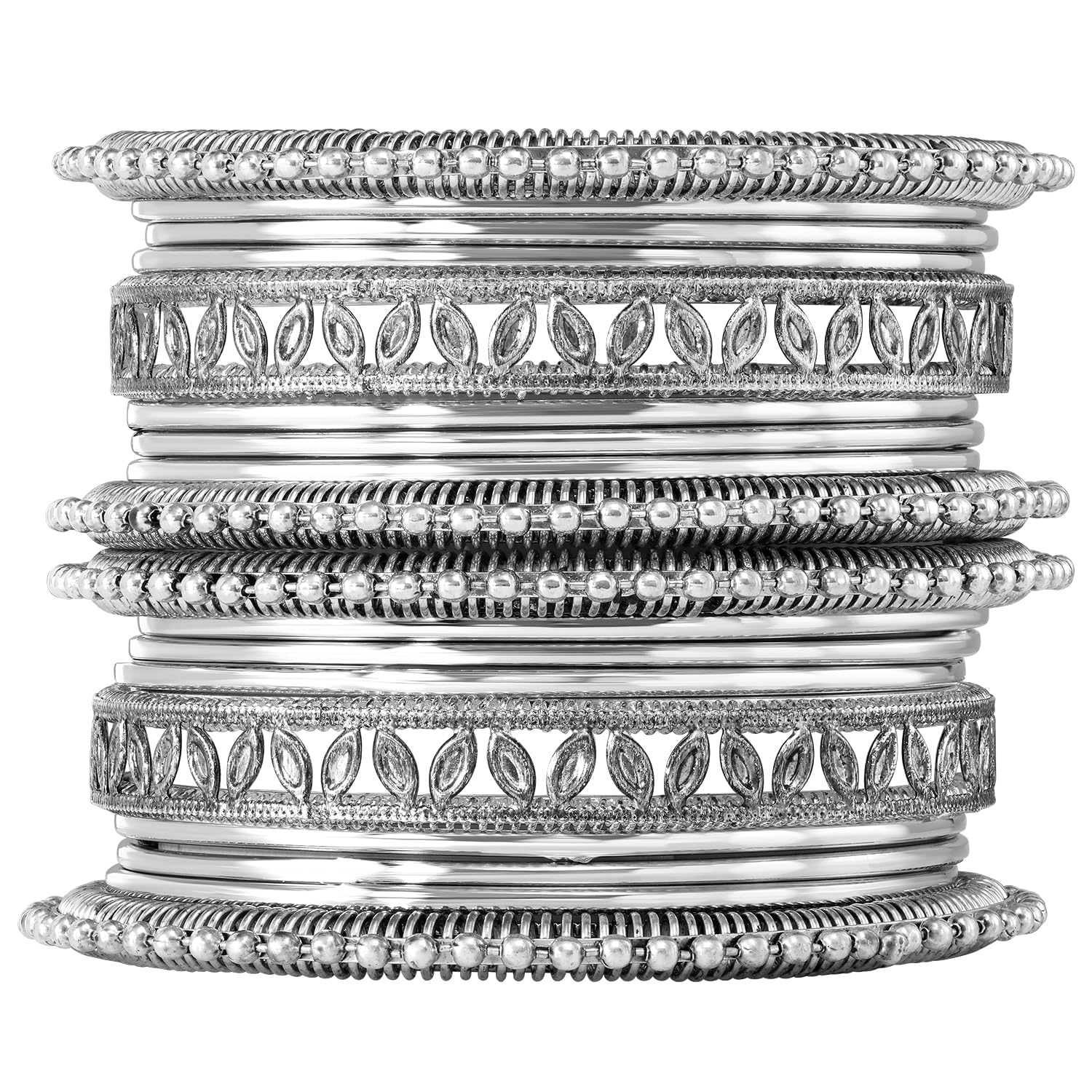 Peora Traditional Silver Plated 2.6 inch Metal Bangles Ethnic Stylish Fashion Jewellery Navratri Gift for Women (Set of 1) (B0CJ9JF1SV) Amazon Price History, Amazon Price Tracker