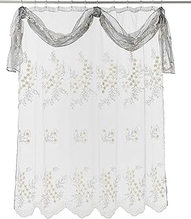 Popular Bath Sheer SC with Valance Bloomfield, Shower Curtain, Grey