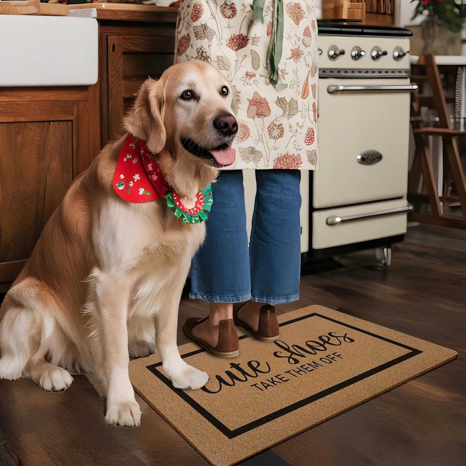 Cute Shoes Take Them Off Door Mat, Funny Welcome Front Door Mat Indoor Outdoor Entrance, Rustic Artificial Coir Doormat Rugs for Porch Entry Patio Kitchen Decor 30x17in