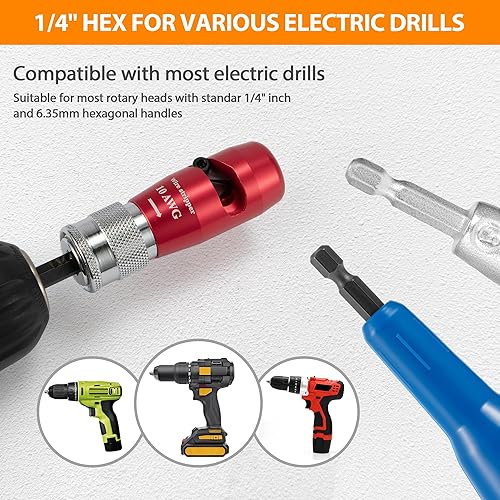 Miniatura 5 de Pelacables para taladro, herramienta de torsión de alambre para taladro, pelacables de taladro para 14-12-10-8 AWG estándar de EE. UU., taladro