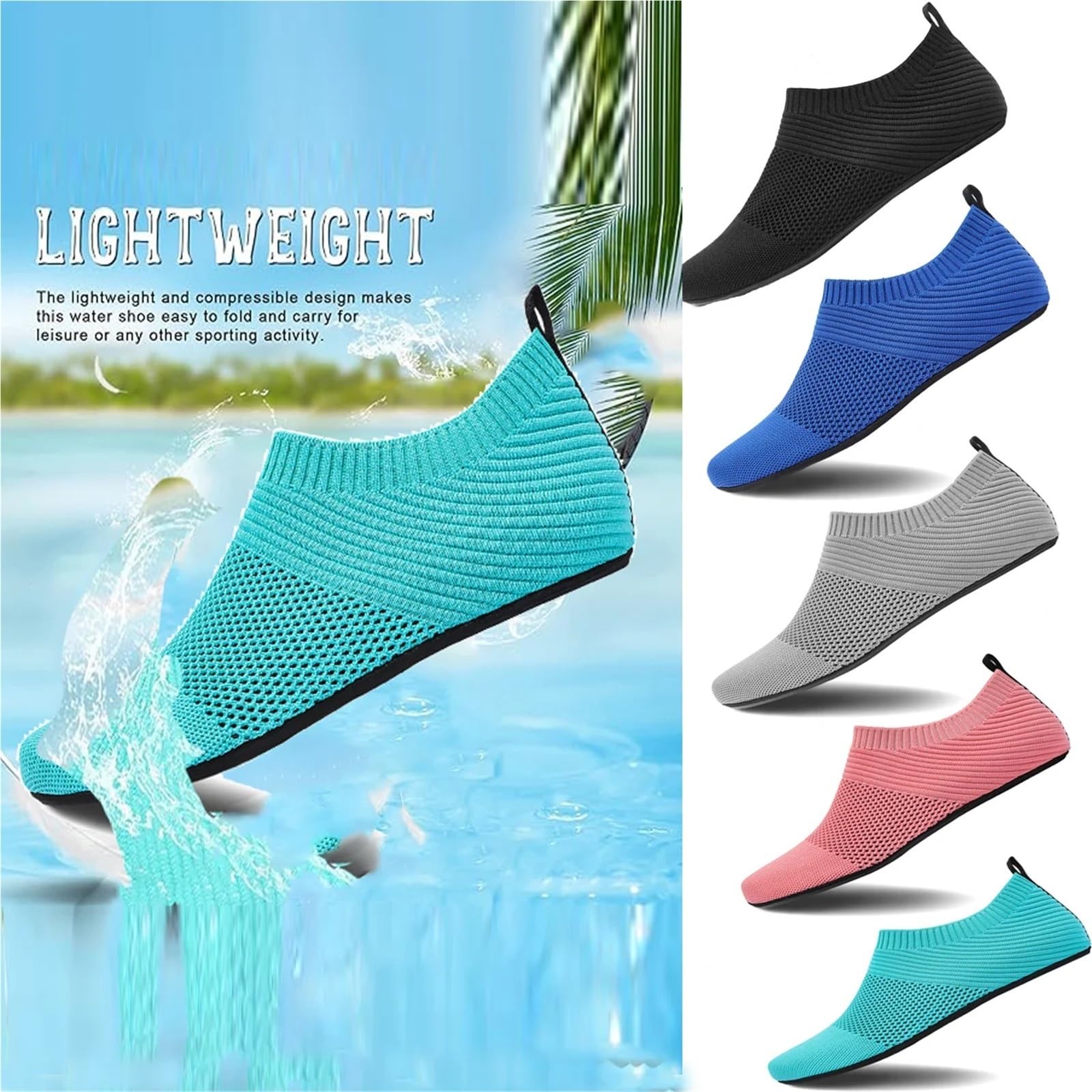 Zapatos De Agua Zapatos de agua for mujer y hombre, zapatos de agua descalzos, calcetines acuáticos de secado rápido for playa, natación, surf, deportes acuáticos Para Surfear, Bucear(Black,40)