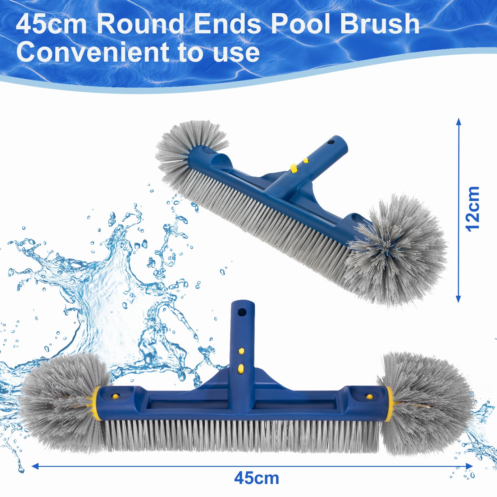 POOLAZA 18" głowica szczotki do basenów Inground Pool / Above-Ground, Heavy Duty, szczotka do czyszczenia ścian i podłóg, wytrzymała szczotka do czyszczenia basenu, z uchwytem premium Bristle i