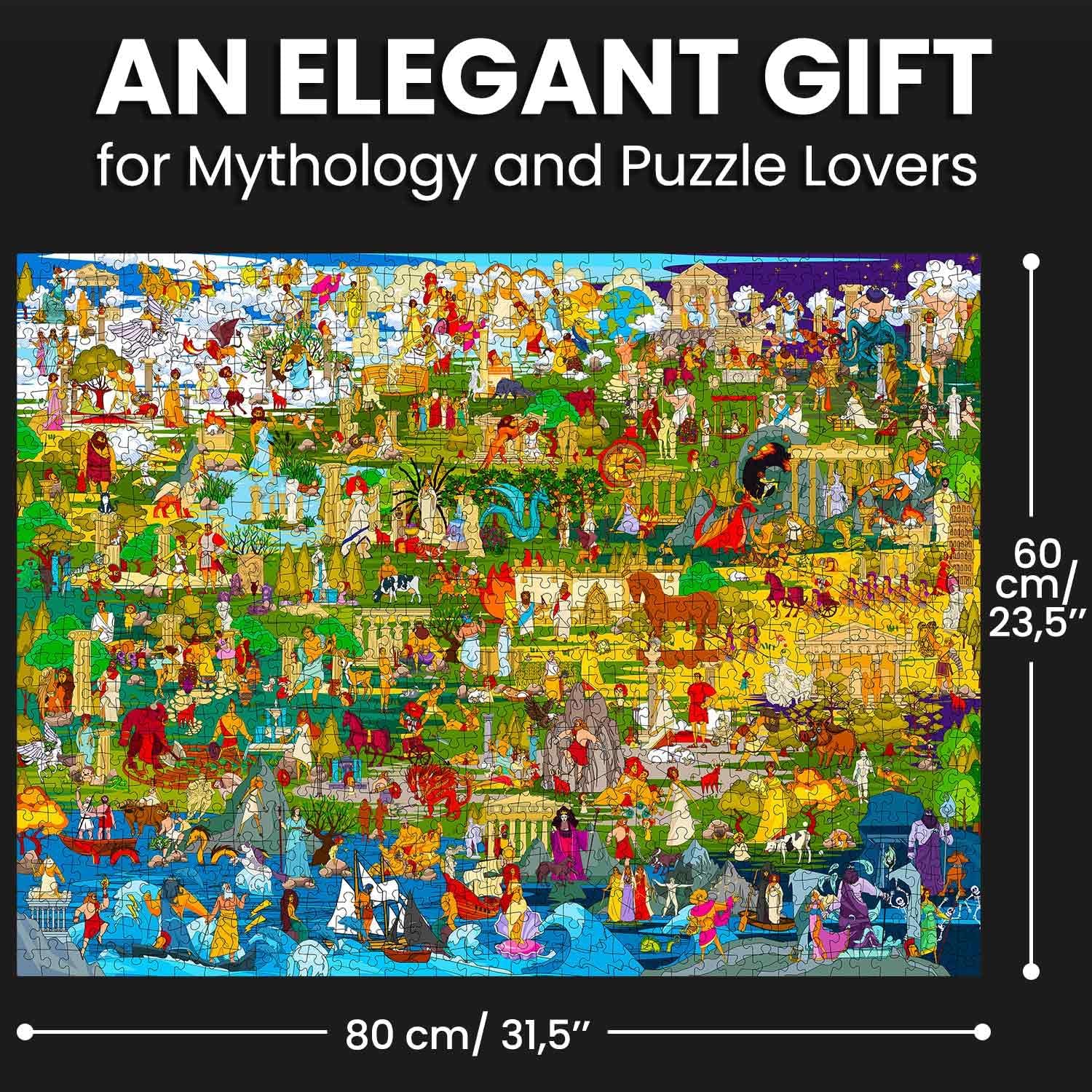 QUOKKA 1000 Piece Jigsaw Puzzle for Adults Greek Gods – Puzzles for Adults 1000 Pieces Premium Box Packaging - Extra Fun with Hidden Secrets & Audio Story – Perfect Relaxation & Creativity & Gift