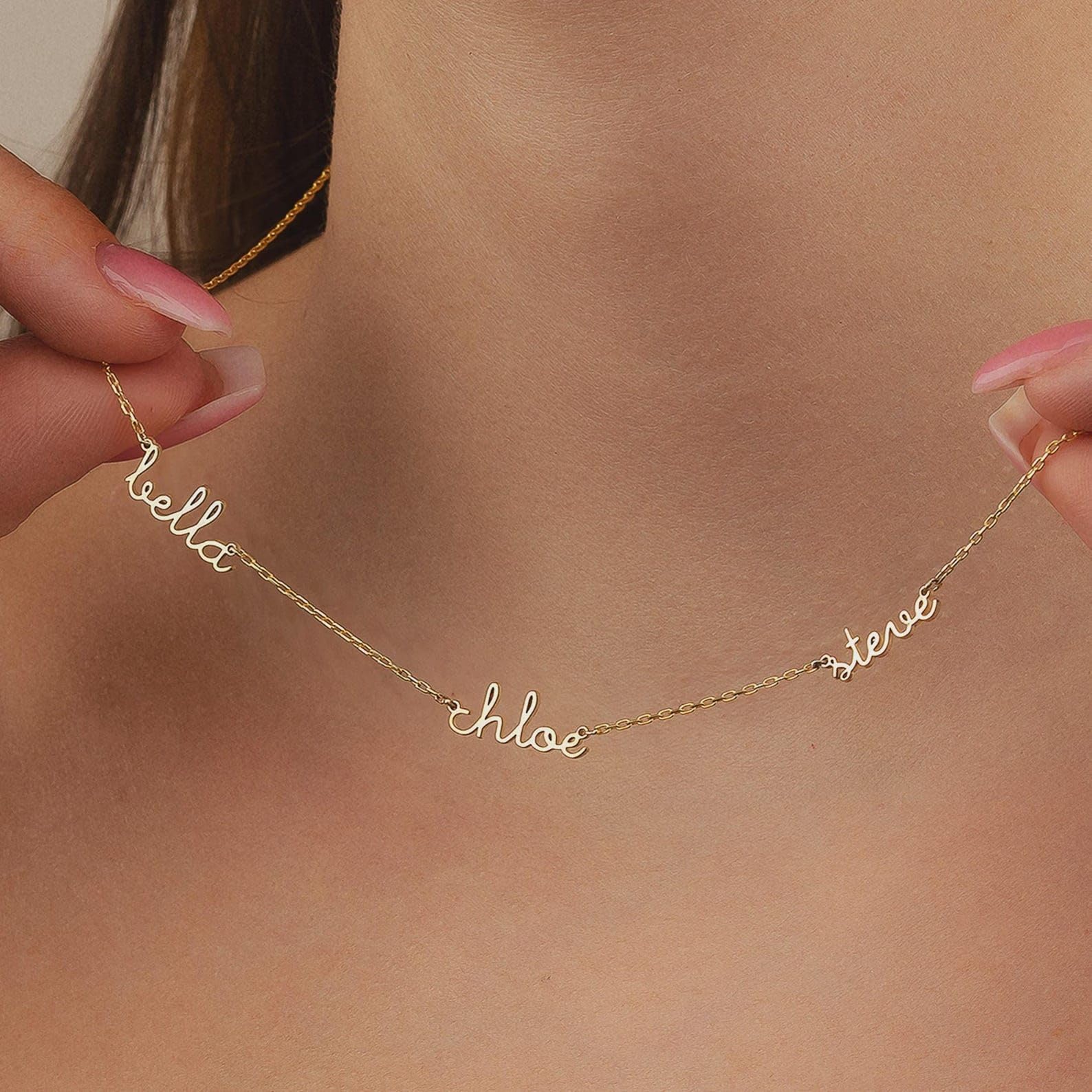 Multiplo collana con nome, tre minimalista argento famiglia Natale per moglie