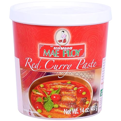 Mae Ploy Pasta de curry rojo auténtica pasta de curry rojo tailandés para curry tailandés y otros platos mezcla aromática de hierbas especias y