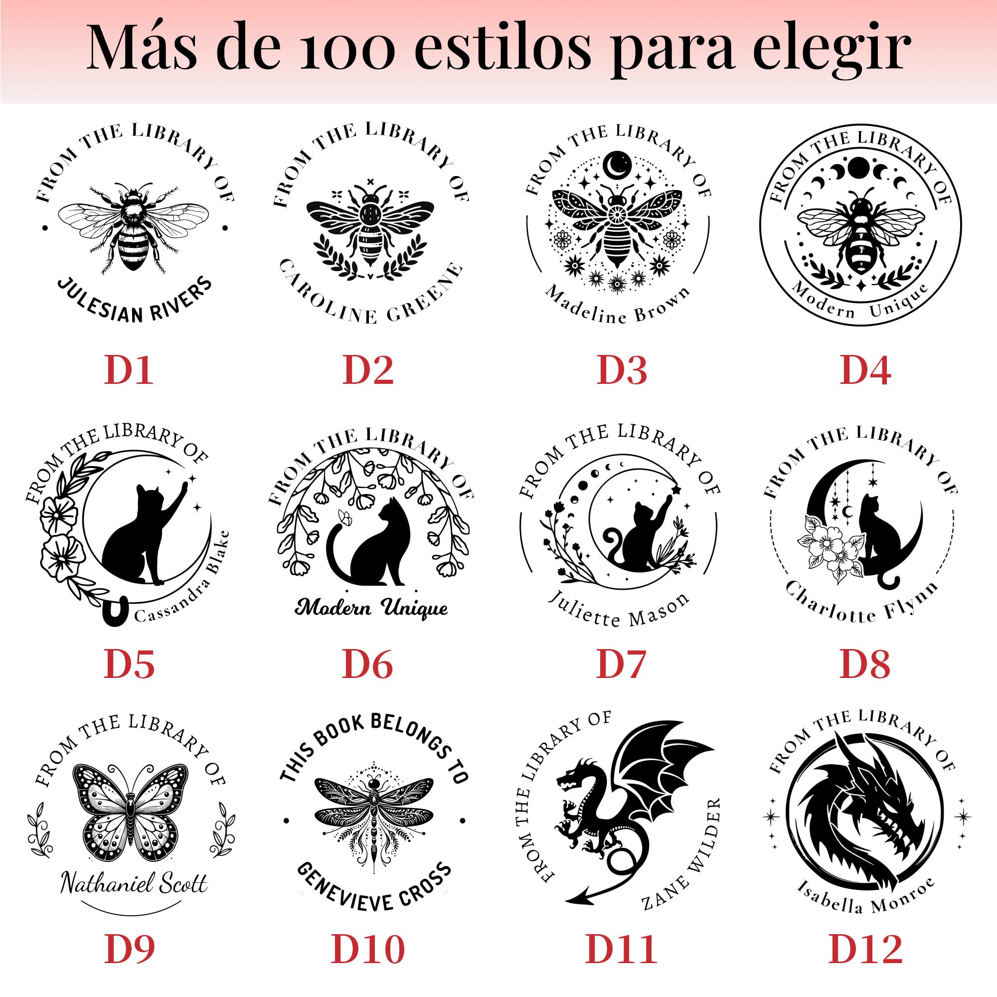 Easycosy Sello Libros Relieve Personalizado, Boda Embosador de Libros Ex Libris Personalizado, Sello en Relieve Personalizado con Nombre, Embosser para Libro