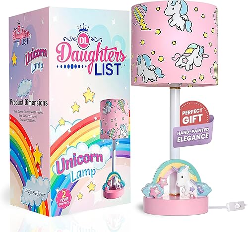 Lámpara de unicornio rosa arcoíris  Luz LED pintada a mano para dormitorio de niñas  Sombras con purpurina con caja de regalo  Decoración de disponible en Yaxa Venezuela
