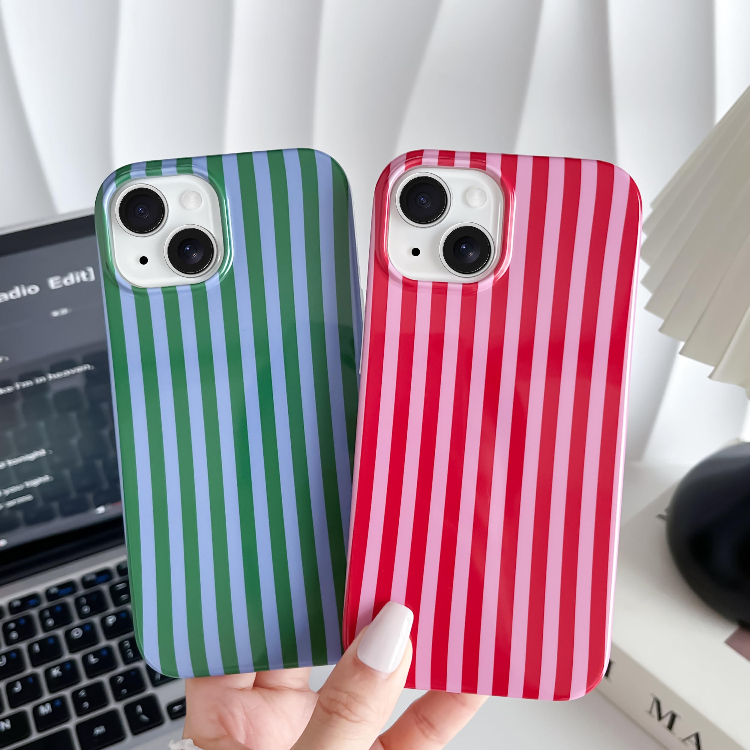Yeddabox for iPhone 13 Case Cute Striped Phone Case Soft TPU Slim