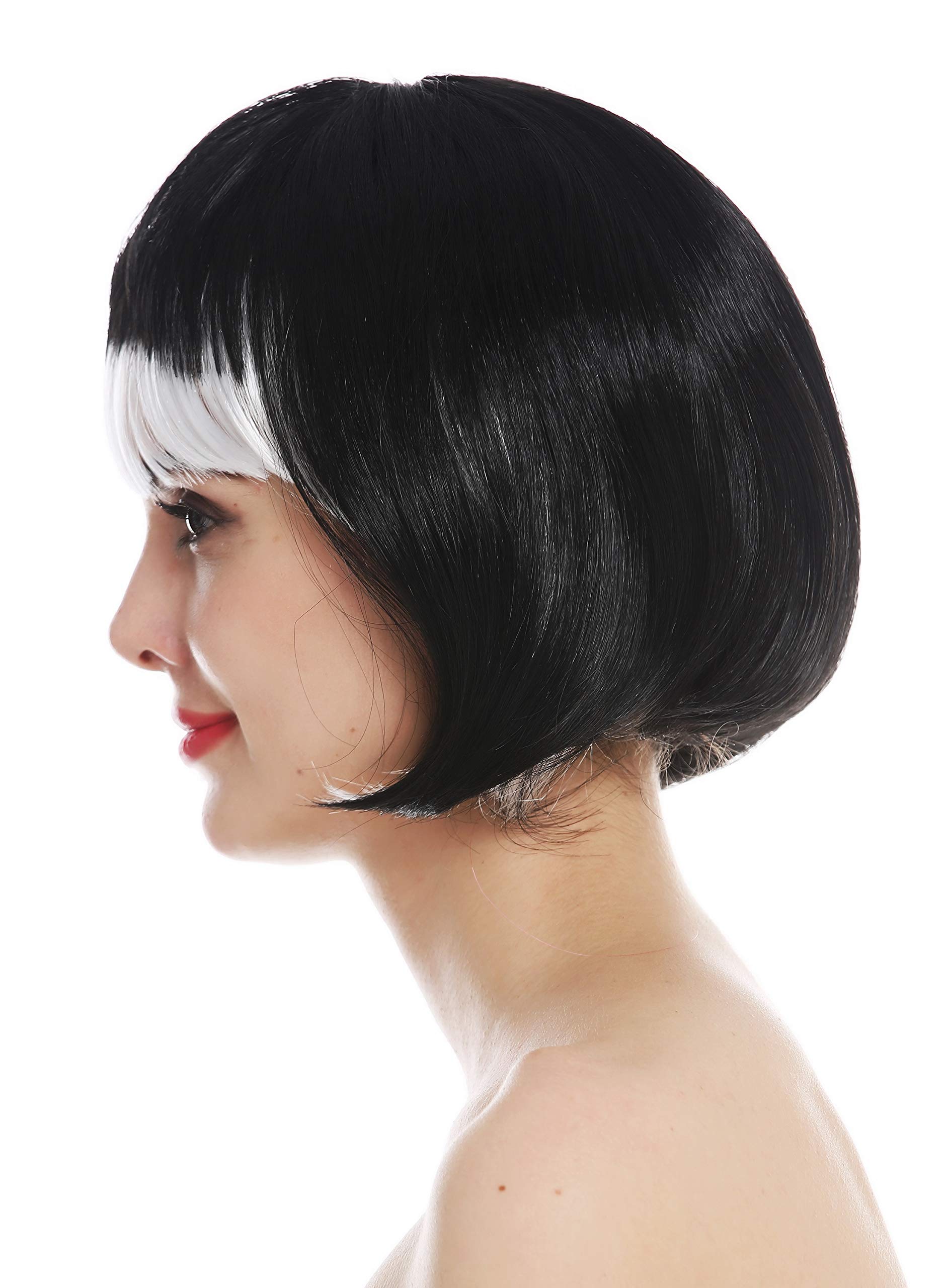 WIG ME UP - 74023-P103-68 wig carnival women bob short black white fringe gothic, Deep Black and White Mix (P103-68) - Image 3