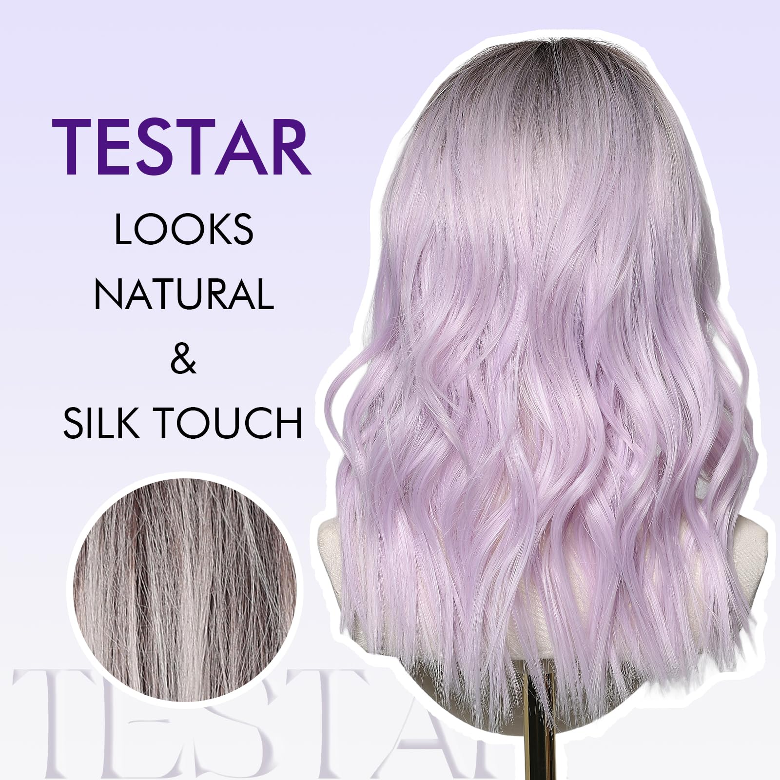New In Box Lavender Wig Amazon.com : testar Purple Wig Medium Length Lavender Wigs  main image 4