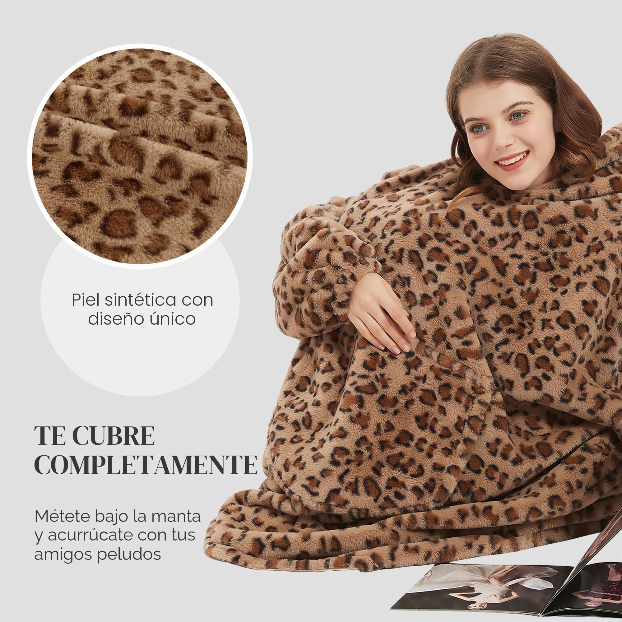 Viviland Sudadera con capucha de gran tamaño, súper suave, cálida, cómoda, con bolsillo frontal grande, regalo para mujeres, hombres, adolescentes y niños, marrón