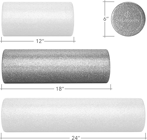Miniatura 5 de Philosophy Gym Rodillo de espuma de alta densidad de 18 pulgadas para ejercicio, masaje, recuperación muscular, redondo, gris