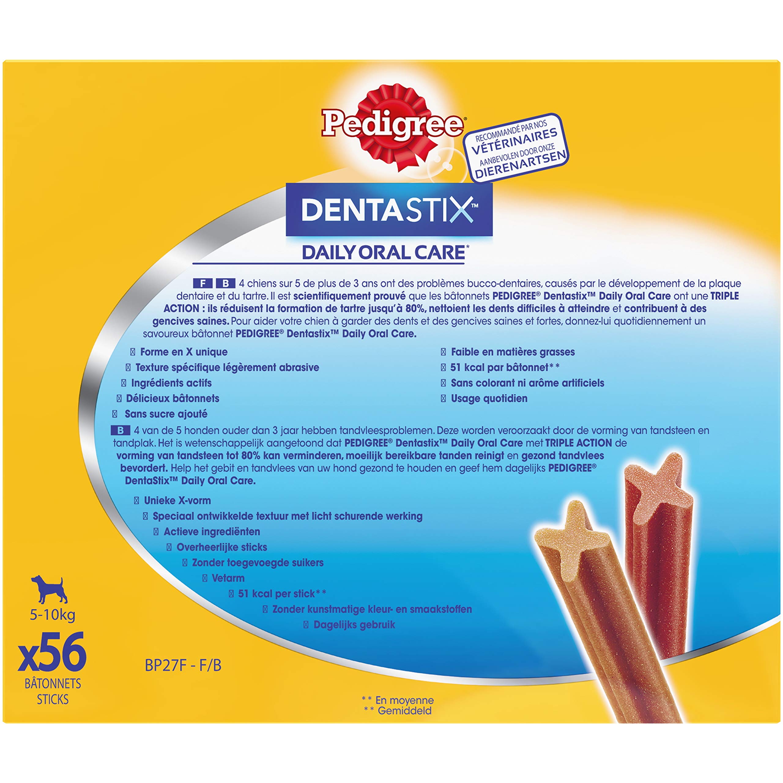 Pedigree Dentastix - Friandises pour petit chien, 56 bâtonnets à mâcher pour l'hygiène bucco-dentaire (1 boîte de 880 g / Total 56 Sticks)