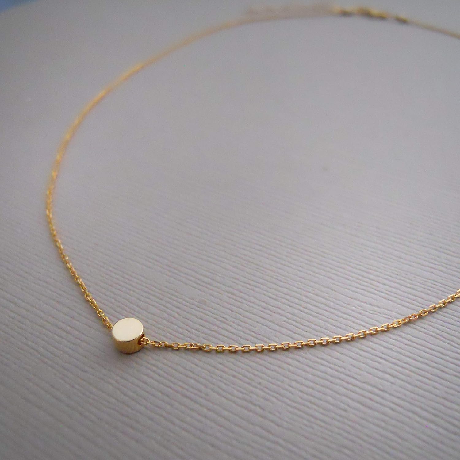 Annika Bella Tiny Bead Necklace, 14 Inch Necklace, Adjustable Chain Choker, Dot Charm Choker, Sterling Silver or Gold Jewelry, Gift for Her