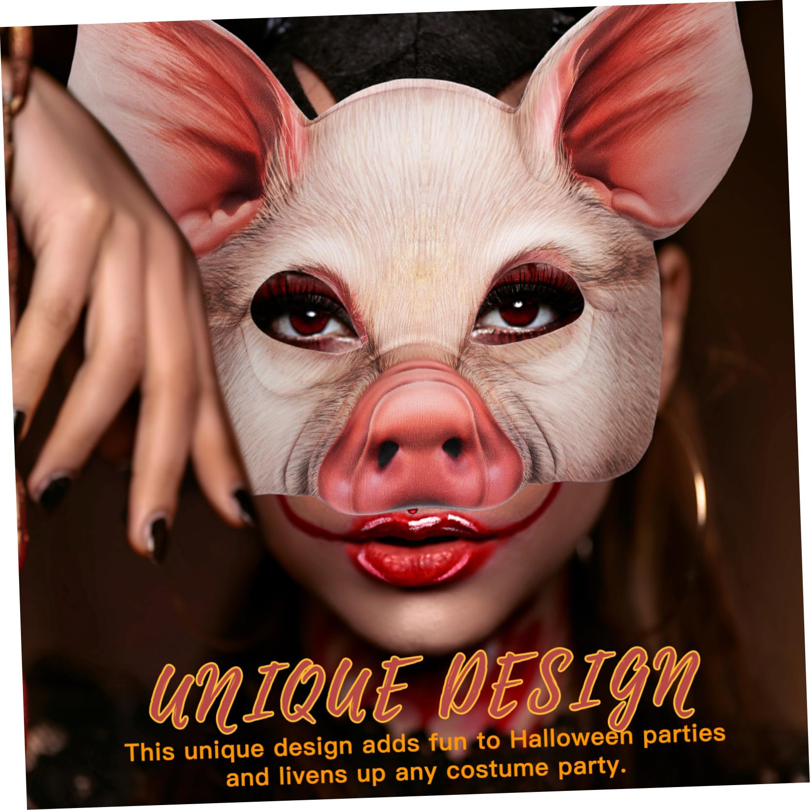 BESTonZON Masque de Cochon Réaliste pour Fête Costumée Halloween Demi-visage Accessoire Animal pour Carnaval et Cosplay Adulte