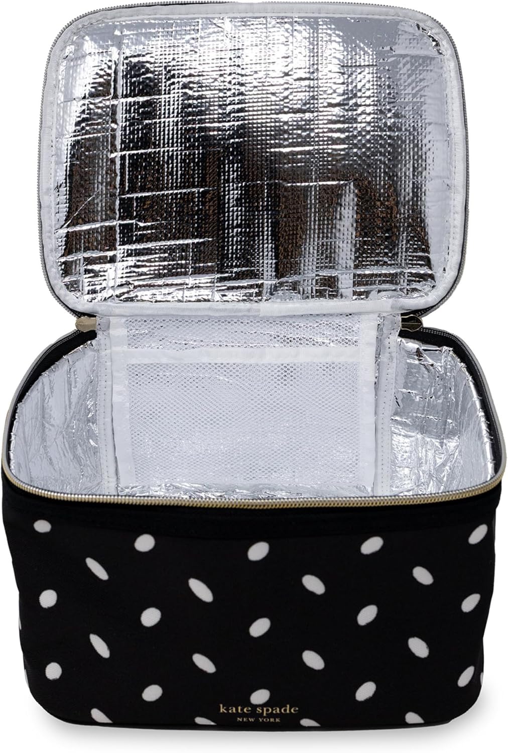 kate spade new york Insulated Lunch Tote, Small Lunch Cooler, Cute Lunch Bag for Women, Thermal Bag with Double Zipper Close and Carrying Handle (Almond Dot) - Image 2