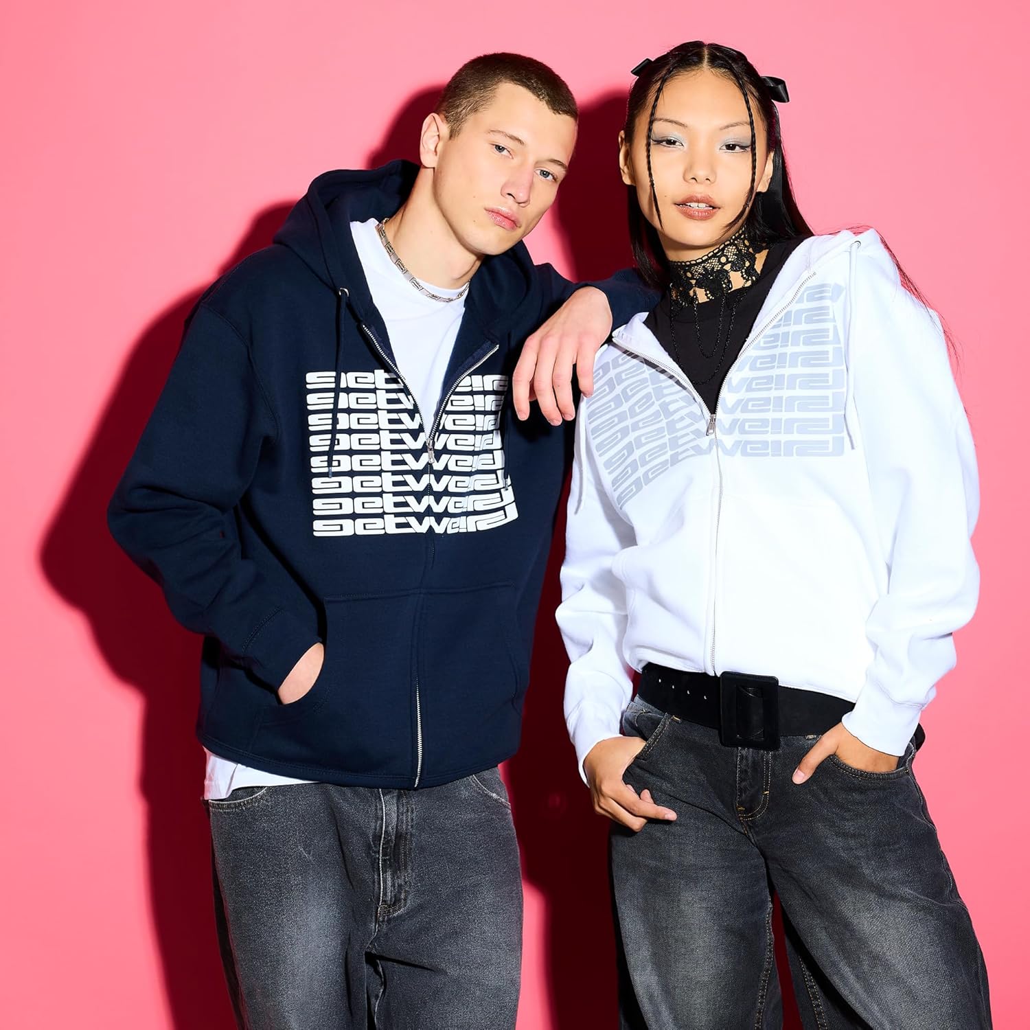 unisex-adult Repeat Zip Hoodie-navy
