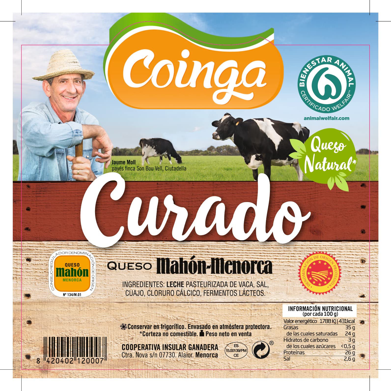 COOPERATIVA COINGA – QUESO MAHÓN-MENORCA DOP (Curado, pieza 2,5 kg)