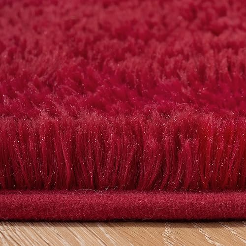 Miniatura 6 de DETUM Alfombra grande para sala de estar, 6 x 9 pies, color rojo vino, alfombras de Navidad para dormitorio, habitación principal, comedor,