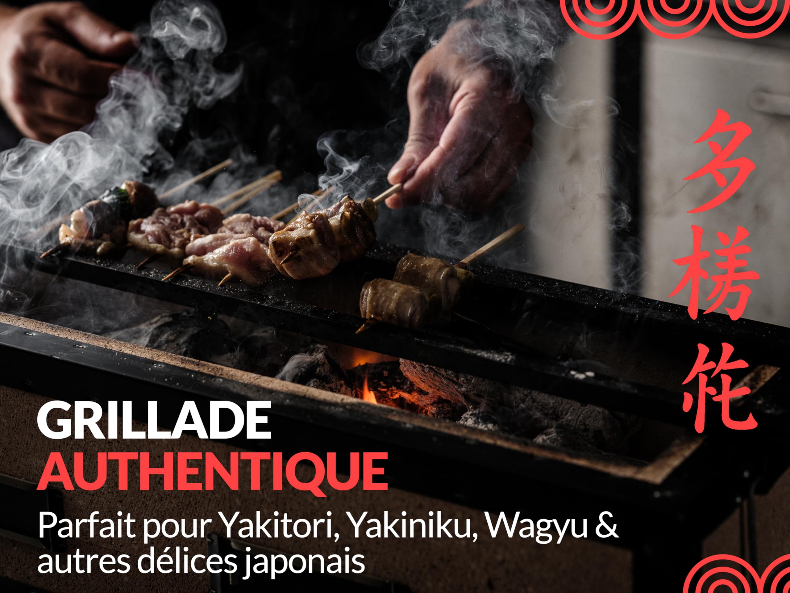 Konro Grill – Barbecue japonais traditionnel au charbon de bois en diatomite naturelle – Idéal pour Yakitori & Yakiniku – Grill de table compact – Fait main au Japon – Petit (31x23x20 cm)