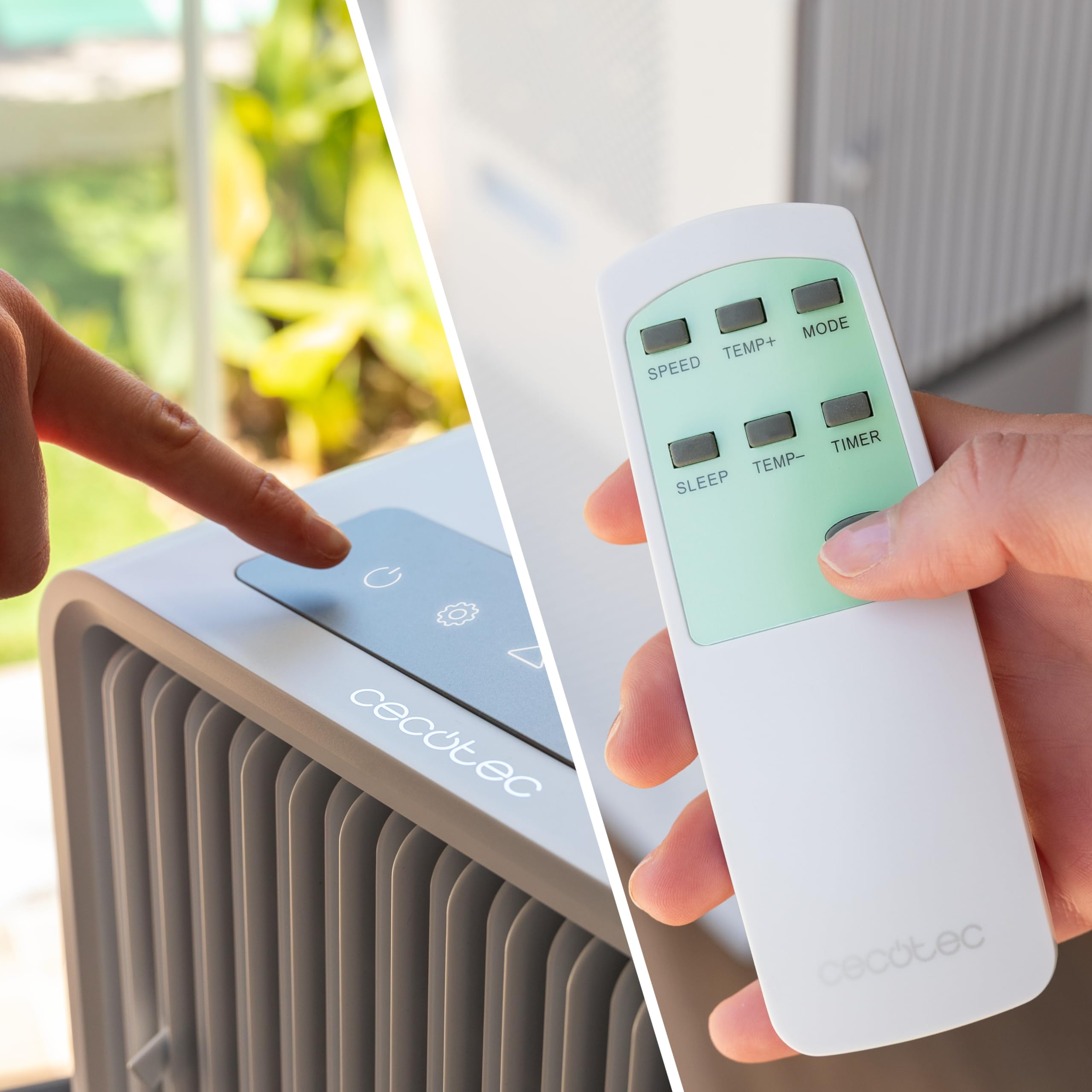Cecotec Aire Acondicionado Portátil con Mando a Distancia ForceClima 7150 Style. 7000 BTU - 1750 Frigorías, Control Táctil, Pantalla LED, 4 Modos, 2 Velocidades, Temporizador, Cobertura 20m2