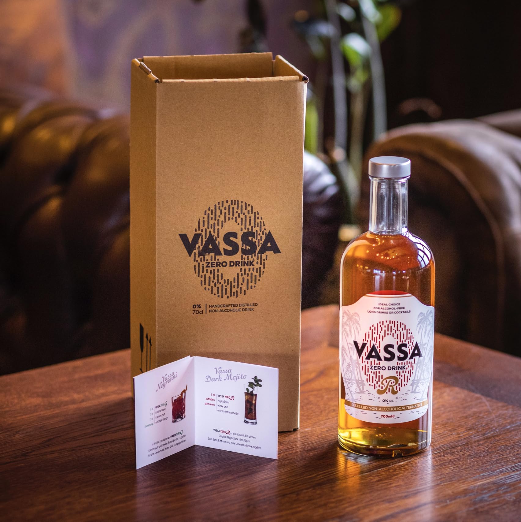 VASSA ZERO R sin alcohol 700 ml, ideal para cócteles y tragos largos, con sabor, aroma y propiedades originales del ron tradicional, sustancia 100% natural
