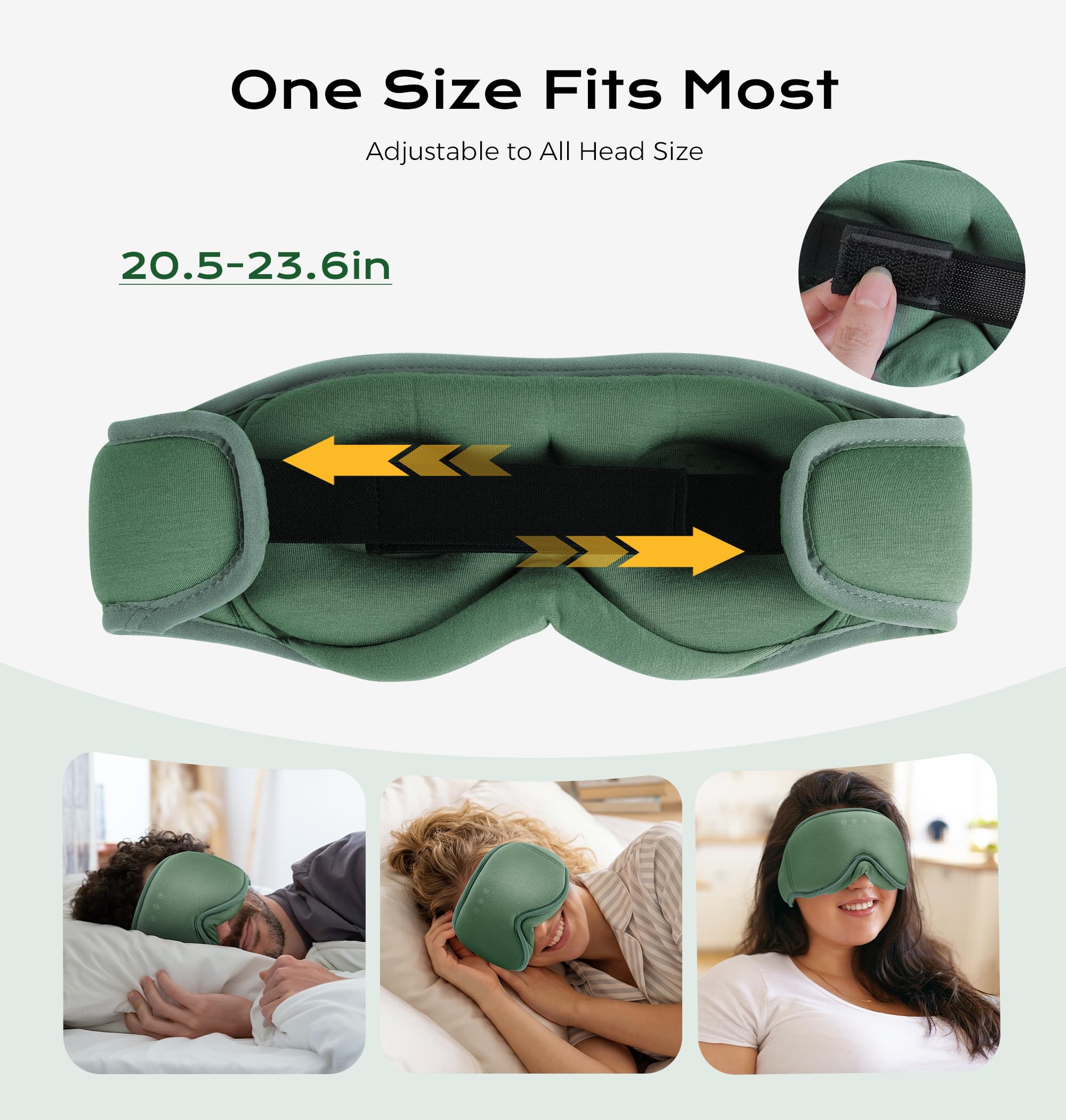 MUSICOZY Audífonos para dormir, 100 % opacos, de algodón orgánico 3D de bambú para viajes y sueño reparador, trabajo por turnos, auriculares Bluetooth 5.4 para dormir, regalo para personas que duermen